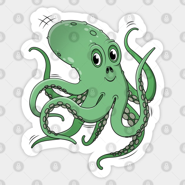 Cheeky Cute Octopus Character Illustration Sticker by Aircooled Life